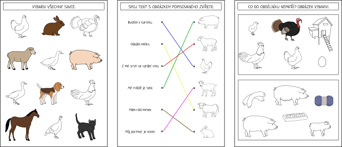 Hospodářská zvířata pracovní listy